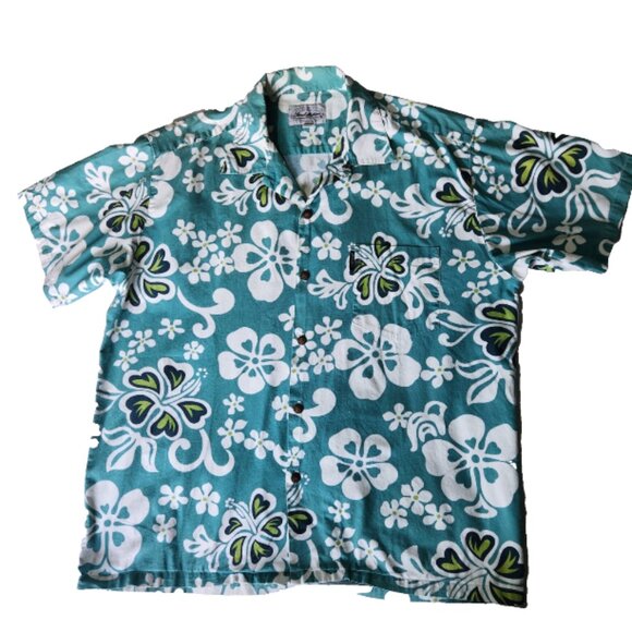 Hawaiian Tropical Shirt Mens XL Short Sleeve Button Floral Collared Blue… - Picture 6 of 11